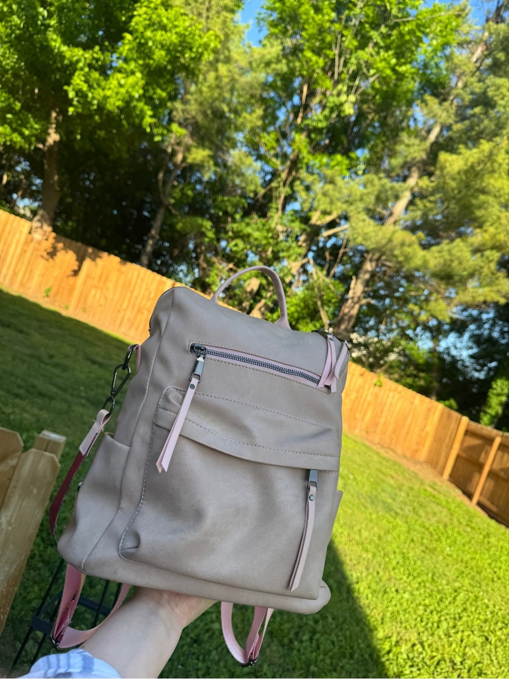 Compact Taupe-Pink Women’s Backpack